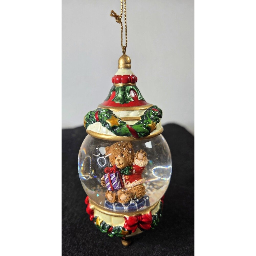 Kirkland Signature Teddy Bear Waterglobe Ornament Snow Globe W/ Box vintage